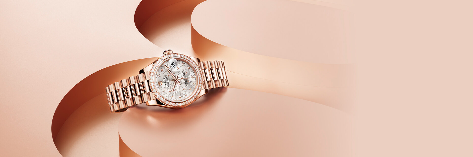 Rolex Watch with collage of images of sports models on the left